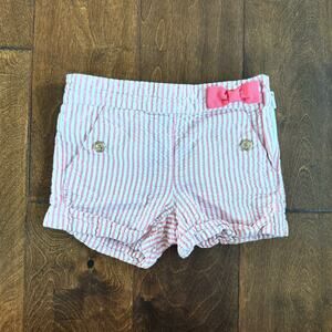Janie and Jack Girls 2T Shorts Pink White Striped Seersucker Adjustable Waist